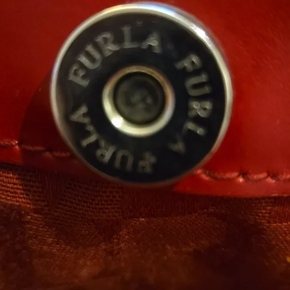 FURLA red leather handbag - Picture 10 of 11